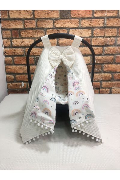 BUSEBABYHOME Cream Stroller Cover and Stroller Cushion Set of 2