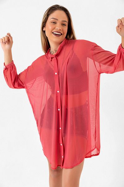 bb butik basic Cămașă oversize din șifon din tul