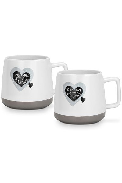 Fissman 2-Piece Printed Coffee Mug 400mL ''YOU ARE MY SUNSHINE'', Ceramic Coffee Mug with Handle