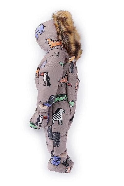 ModaCity Winter Cute Forest Animals Figured Jumpsuit - Furry Hood and Leaf Inner Lining