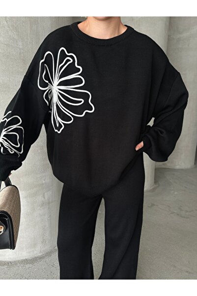 Piano Black Set de damă din două piese - cu model floral