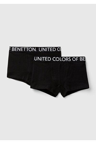 United Colors of Benetton Boy's Black Mix Beli Logo Printed Boxer Set of 2