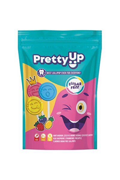 Pretty Up Şekersiz Diş Dostu Yassı Lolipop (5,5 Gr x 10 Adet) Glutensiz Vegan Sugar Free