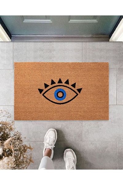 İki Sade Coco Door Mat Hand Painted - 100% Natural, Koko Mat, Bristle Door Mat