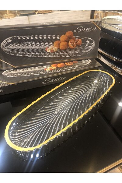 KAVEH Busayhome Gilded Glass Boat Plate Presentation Holder 40 Cm Presentation Plate 1997