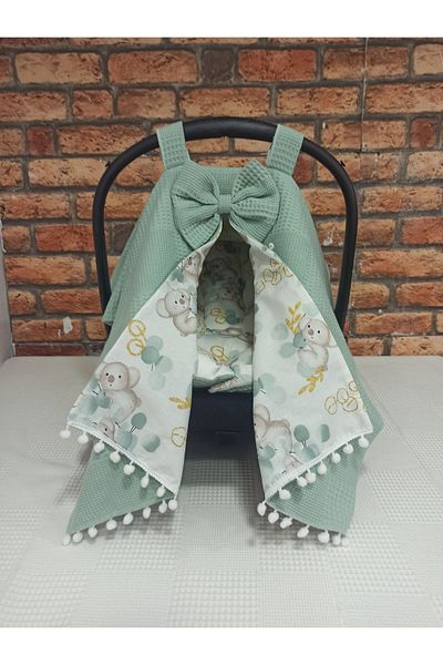 BUSEBABYHOME Green Stroller Cover and Stroller Cushion Set of 2