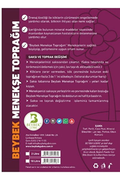 Beybek Gübre Menekşe Toprağı 10 Litre Beybek
