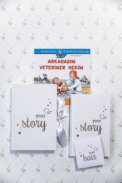 BeyazBirKutu Your Story Baby Journal Set - Mother and Baby Diary/Animal Notebook