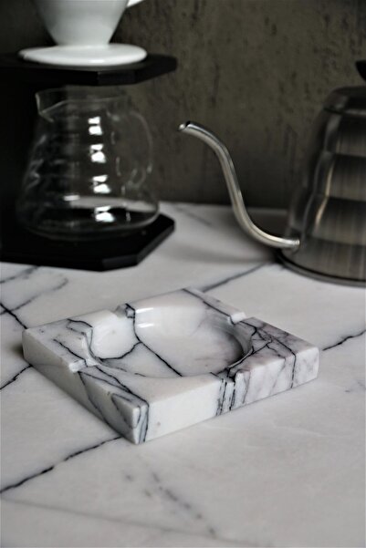 Voodo Concept 2 Cm Thickness White Marble Ashtray