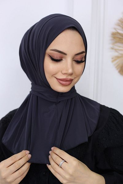 feronis Γυναικείο Hijab Bonnet έτοιμο σάλι τουρμπάνι _Anthracite