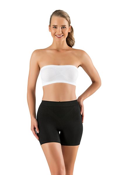 MODANTY Black Women's Short Boxer Corset - Size 1-2, Gathering, Seamless Knitted