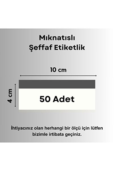 Şeffaf Etiket 50 Ad Pvc Magnet Etiketlik Mıknatıslı 10x4 Cm Raf Etiket Cebi Ş...