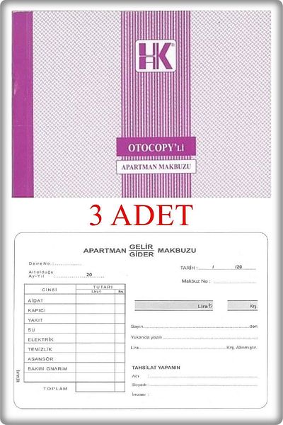 TAN EXPRESS Ulaş Apartment Receipt Autocopyl 2/50 2 Nüsha 14x20 Cm 3 Pieces