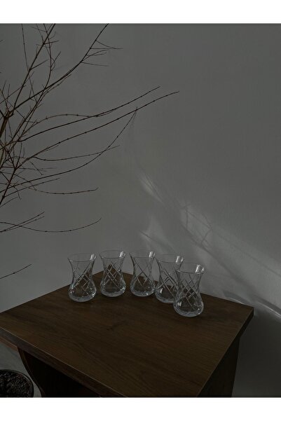 Paşabahçe Polo Pattern Cut Thin Waisted Tea Cup