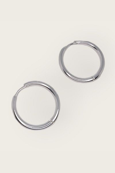 senfonijewelry Silver Color Hoop Design Steel Earrings