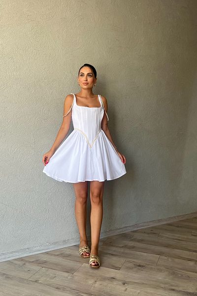 Seda Yalçın Atelier Ravello White Corset Detailed Dress