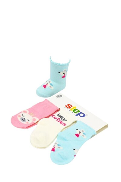 Step Baby Girl Blue Glitter 3-Piece Cotton Socks10170