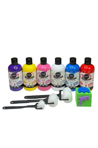 MammacomicaDough 6'lı Mammacomica Yıkanabilir Parmak Boyası-6* 250ml- 3'lü Sü...