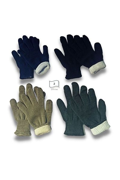 Motiva Autumn Winter Knitwear Knitted Yellow Gloves Double Layer