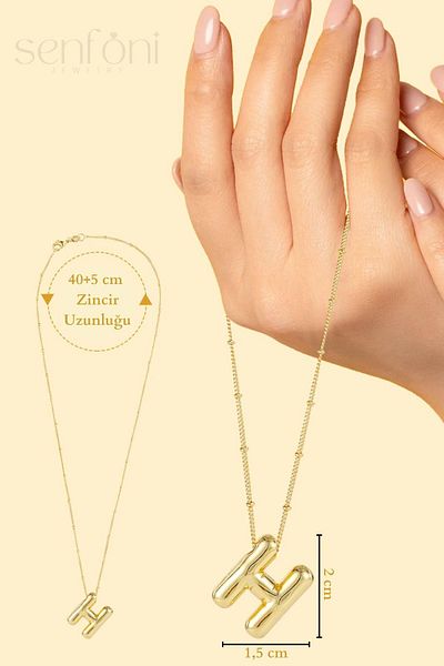 senfonijewelry Balloon Letter Steel Necklace Letter H