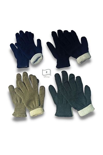 Motiva Autumn Winter Knitwear Knit Khaki Green Gloves Double Layer
