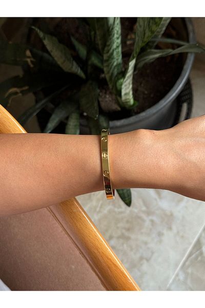 ZENİTH Gold Colored Women's Steel Cuff Bracelet