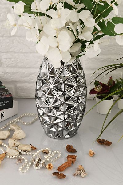 ANGDESİGN Angdesign Smoked-26 cm Decorative Mother of Pearl Glass Vase