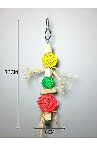Ciko Kafes Parrot Toy Colorful Rattan Ball Hanging Bird Toy