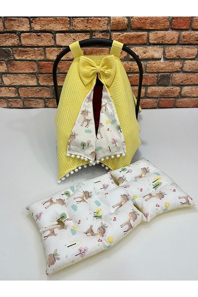BUSEBABYHOME Yellow Stroller Cover and Stroller Cushion Set of 2