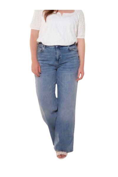 Elegant Large Size Jeans - Wide Leg Jeans