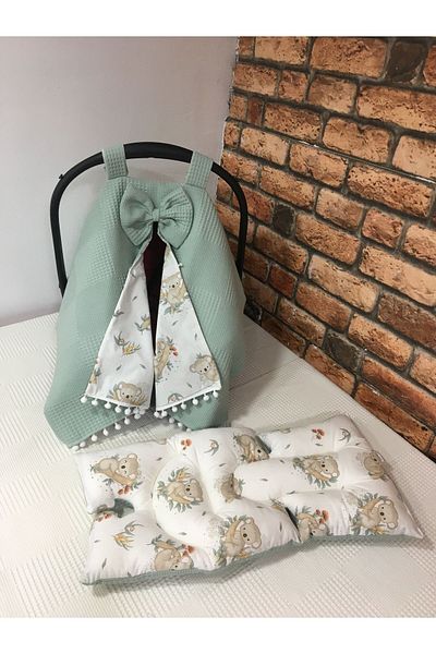 BUSEBABYHOME Green Stroller Cover and Stroller Cushion Set of 2