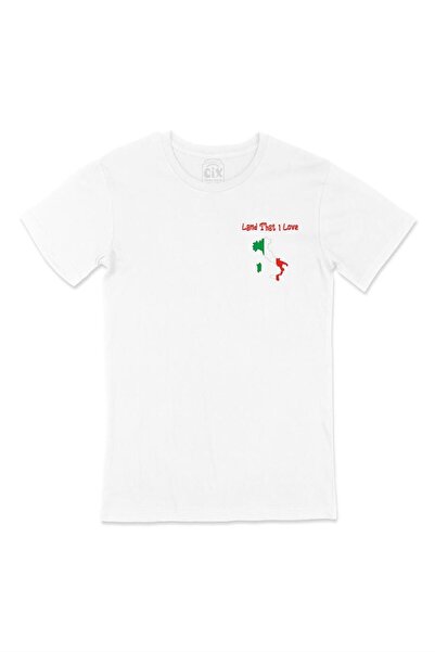 Cix تي شيرت أبيض مطبوع بتصميم الجيب من Land That I Love Italy