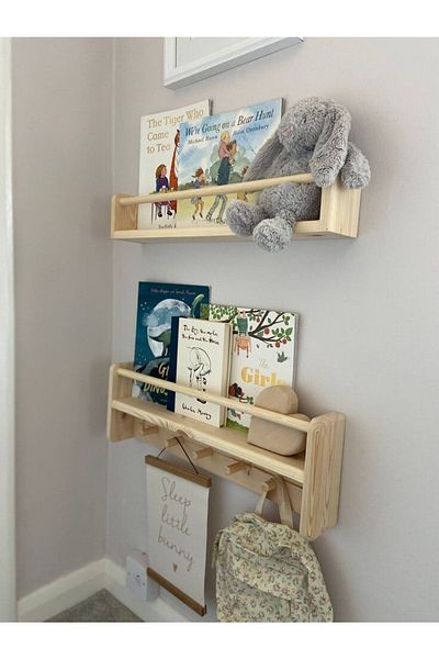EMTA 50 cm 2 Piece Wooden Shelf Hanger Montessori Bookshelf