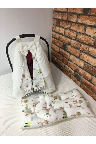 BUSEBABYHOME Cream Stroller Cover and Stroller Cushion Set of 2