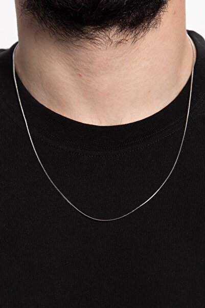 Fjellor Shire Mens Silver Color Stainless Steel Thin Snake Necklace