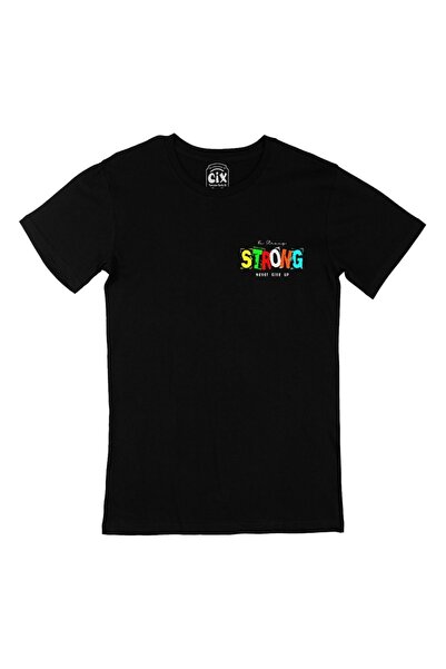 Cix Be Strong Never Give UP Pocket Logo Design Black T-Shirt