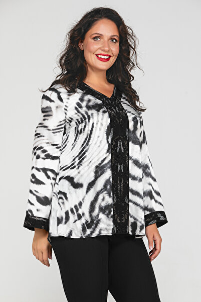 MİYORO Animal Patterned Plus Size Women's Blouse