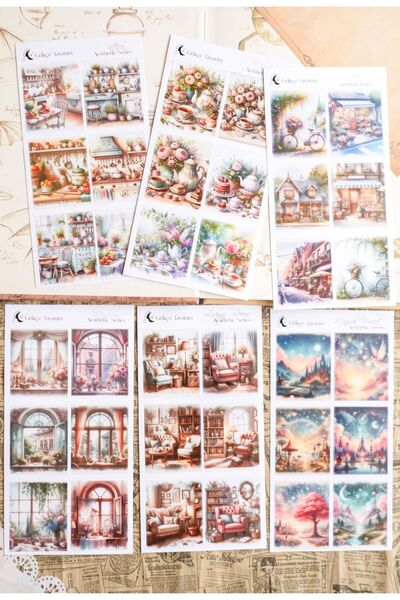 Scrapbook Aesthetic Series Sticker (6 Sayfa )/ Vintage Sticker Sayfası