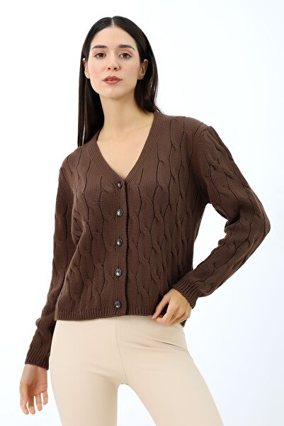 Devinka سترة نسائية محبوكة ناعمة الملمس - بأزرار