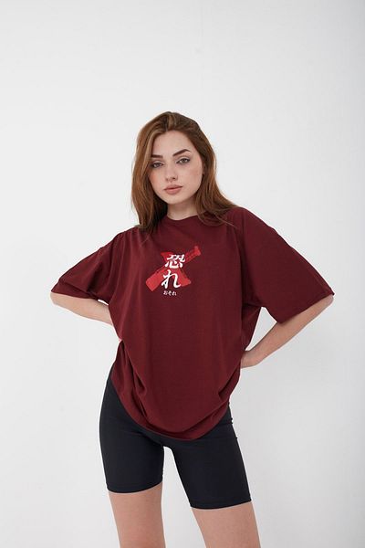 Mad&Calf Μπλουζάκι Unisex Oversize Osaka με εμπριμέ Loose Cut