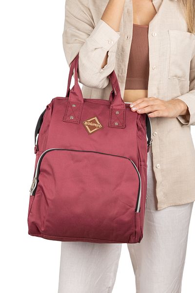 Bagimoo Waterproof Baby Bag with Bottle Thermos - Claret Red