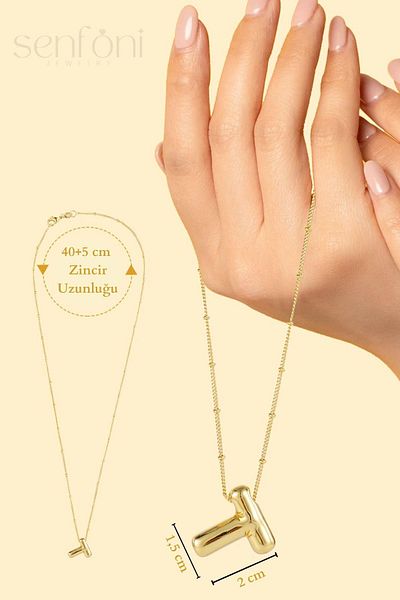 senfonijewelry Balloon Letter Steel Necklace Letter T
