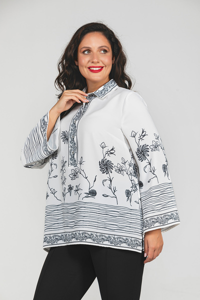 MİYORO Γυναικείο πουκάμισο μεγάλου μεγέθους με μοτίβο κεντήματος και φαρδιά πατιλέτα