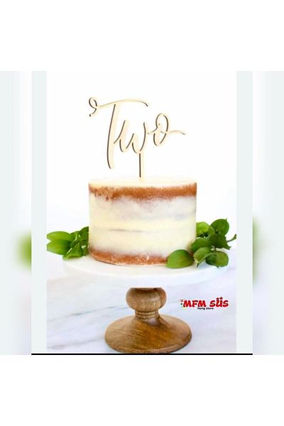 MFM Party Two 2 Years - Wooden Cake Decoration