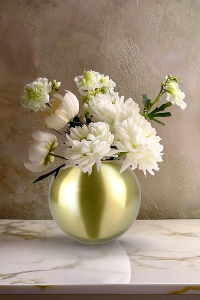 Digithome 19 cm Gold Glass Aquarium Decorative Flower Pot Vase - C1-1-288