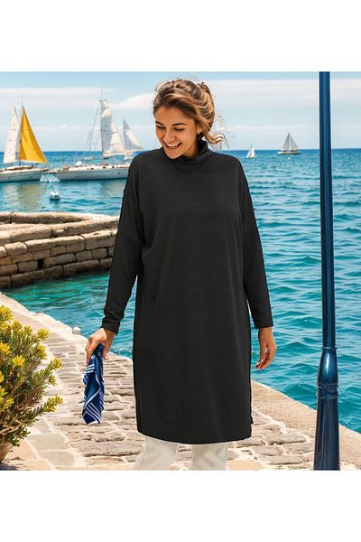 RESPİRO Soft Black Tunic - Comfortable Cut and Spell Summer