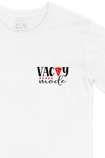 Cix Tricou alb imprimat cu buzunar în modul vacanță