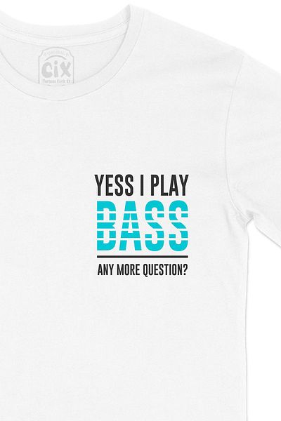 Cix Tricou alb cu logo-ul I Play Bass Pocket