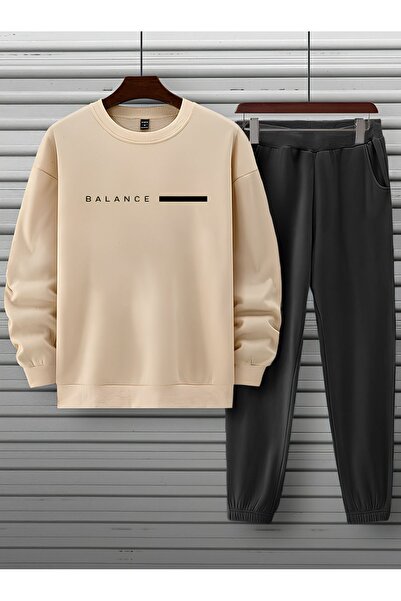 SeusCraft Σετ φόρμας Unisex Μπεζ Μαύρη BALANCE Τυπωμένο