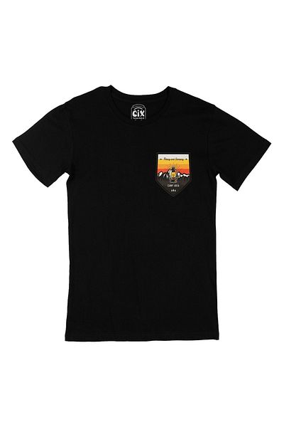 Cix Tricou negru cu logo-ul de buzunar pentru rulotă Highway